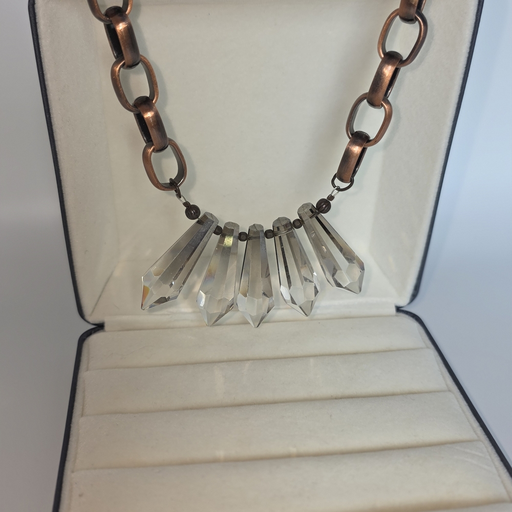 Elegant Copper and Crystal Necklace